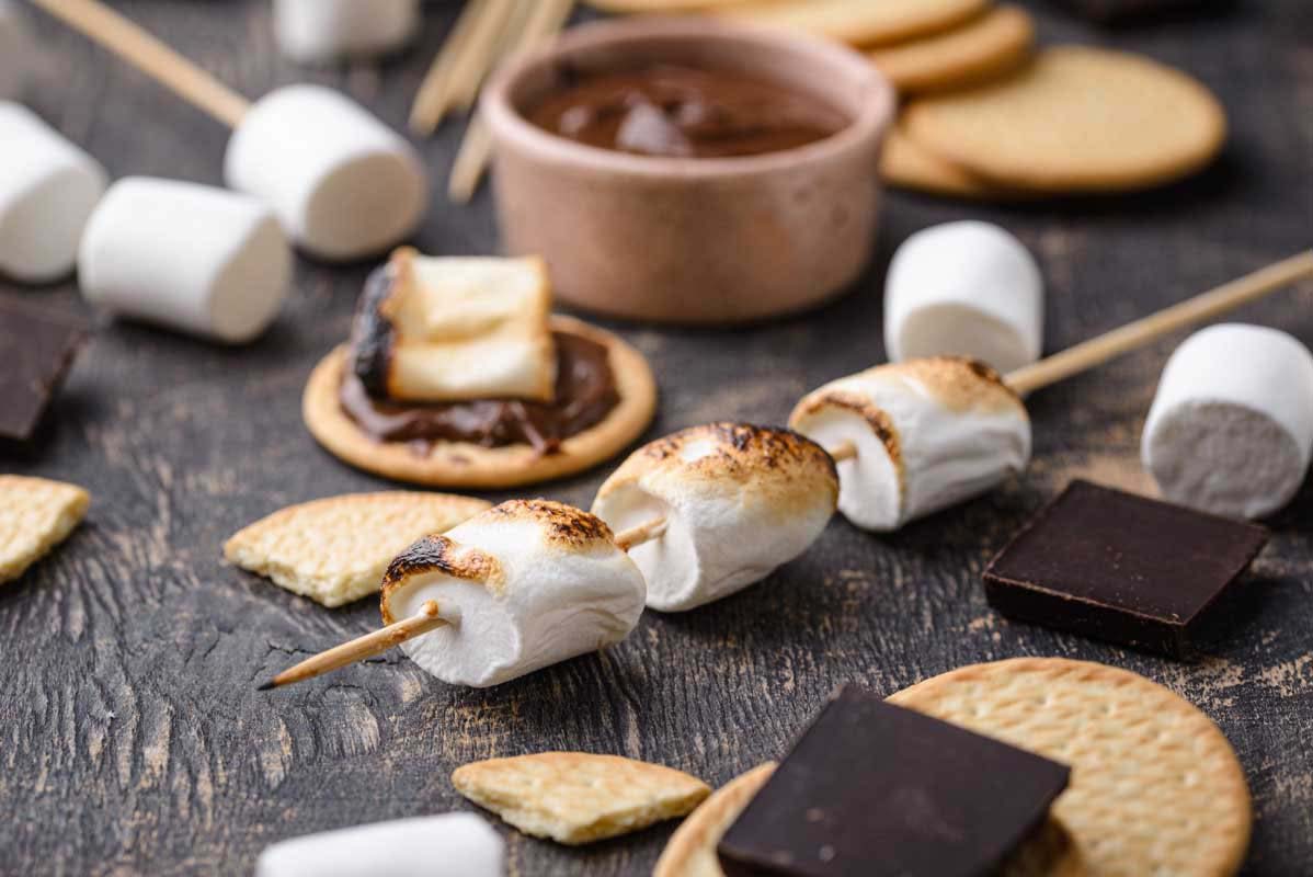 smores with marshmallow chocolate and cracker