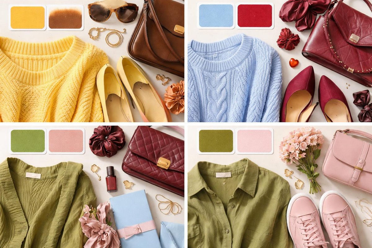Trend Colour SwatchesButter Yellow + Chocolate Brown 🟨🟫Powder Blue + Burgundy 🩵🍷Olive Green + Soft Pink 🫒🌸